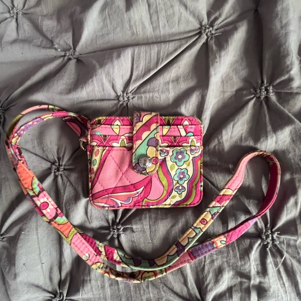 Vera Bradley Pink and Green Floral Crossbody Wallet